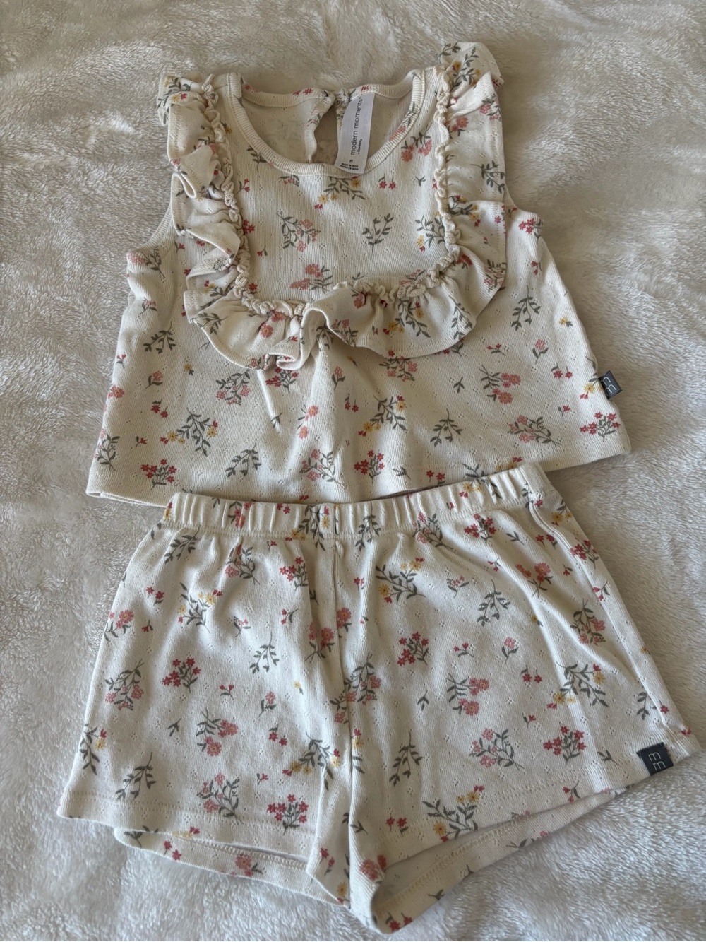 Girls Floral Cream Ruffle Set Modern Moments